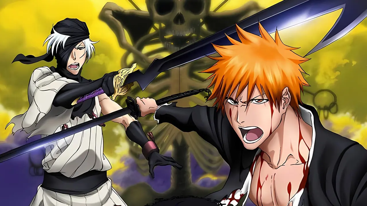 Bleach anime battle image with a fighter in motion