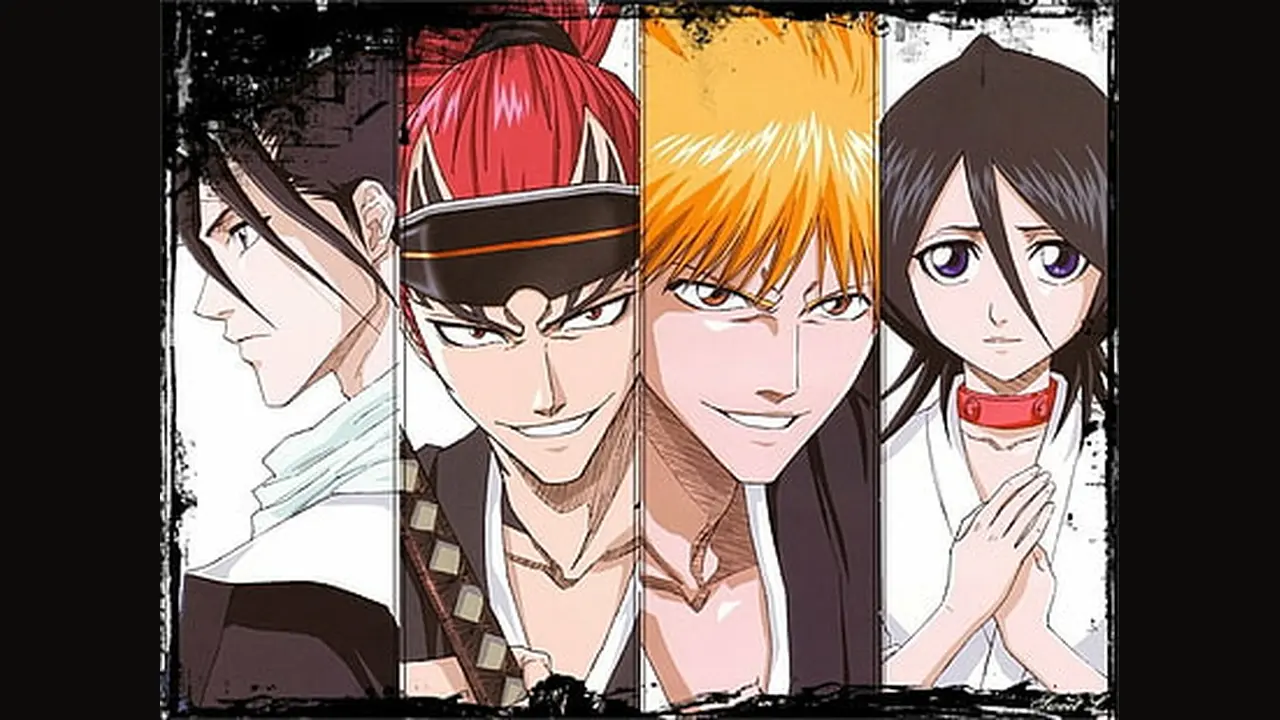 Byakuya, Ichigo, and Renji standing together in Bleach wallpaper art
